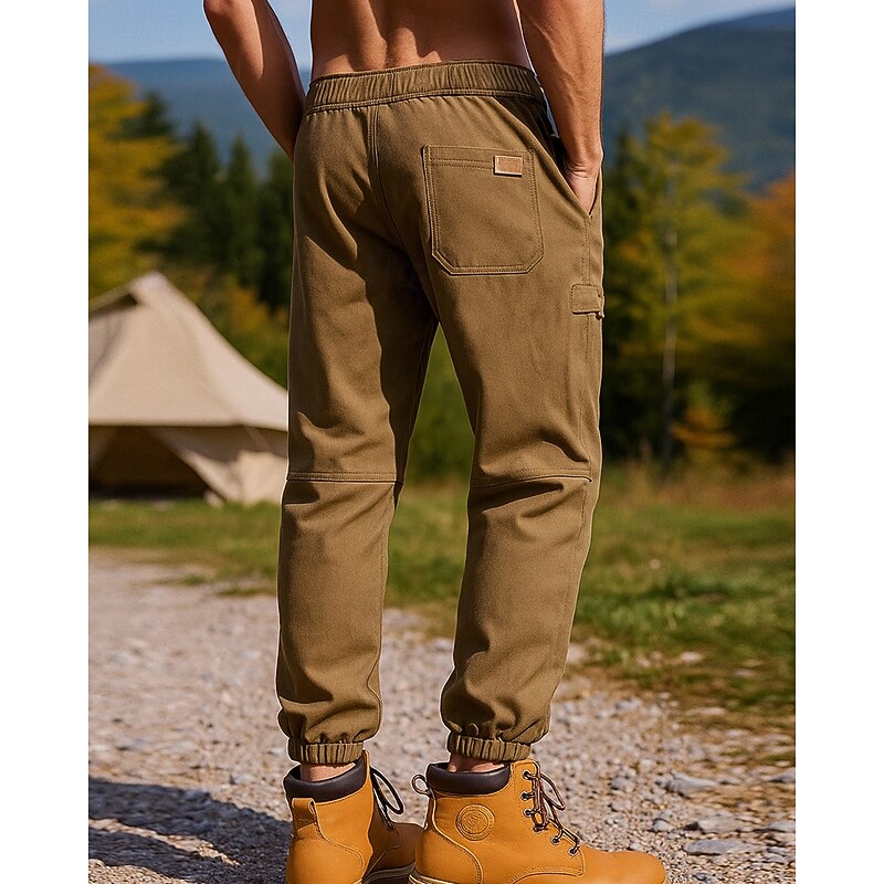 Men's Hiking Pants Trousers Fleece Pants Thermal Pants Jogger Pants Winter Outdoor Regular Fit Thermal Warm Bottoms Pocket Black Army Green Camping / Hiking Running S M L XL XXL2