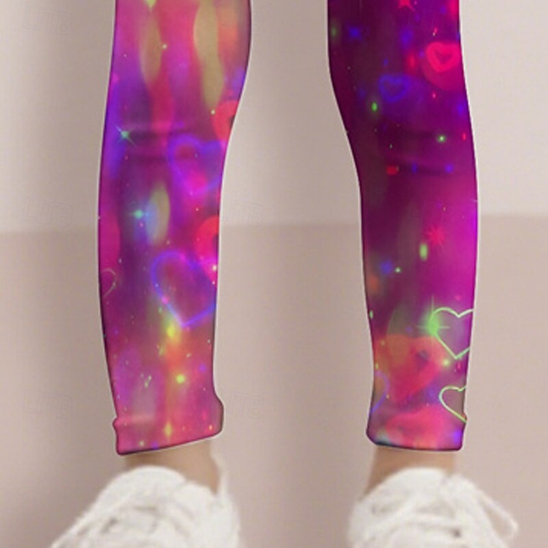Girls' 3D Heart Pants Leggings Spring Fall Cute Basic Kids 4-12 Years Outdoor Casual Daily Regular Fit3