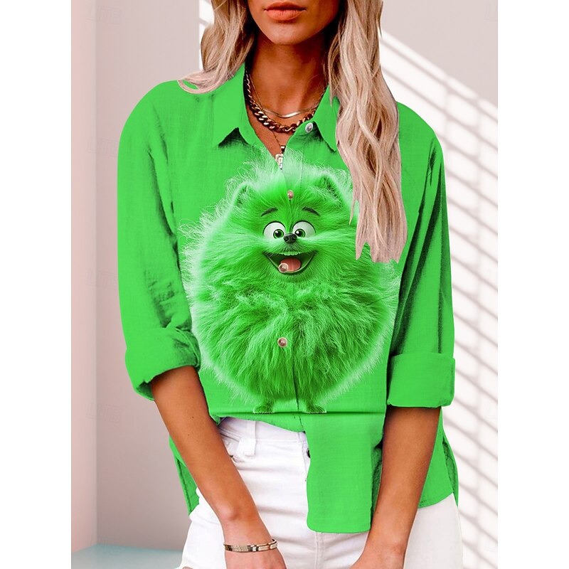 Women's Shirt Graphic Active Daily Stylish Long Sleeve Shirt Collar Regular Tops Daily Holiday Buttons Print Yellow Blue Purple Green Violet Summer Spring Fall4