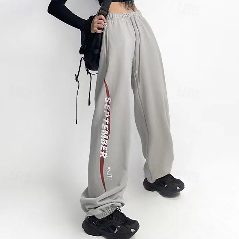 Women's Wide Leg Pants Sport  Sweatpants Sports Lounge Pants Pocket High Waist Bottoms Athleisure Gym Workout Fall Fashion Outdoor Sports Running Loose Fit Sportswear Activewear Black Grey3
