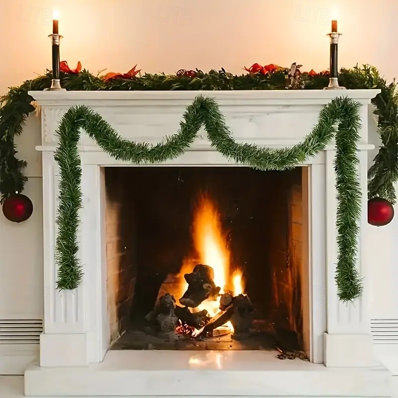 Christmas Garland 49.21ft Soft, Unlit ABS Plastic Christmas Decoration for Indoor and Outdoor Use – Versatile Leaves for Stair Railings, Fireplaces, Doorways, Home Decor3