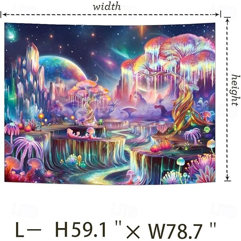 Trippy Galaxy Waterfall Tapestry – Glow in the Dark Blacklight Wall Hanging for Bedroom or Living Room Decor4