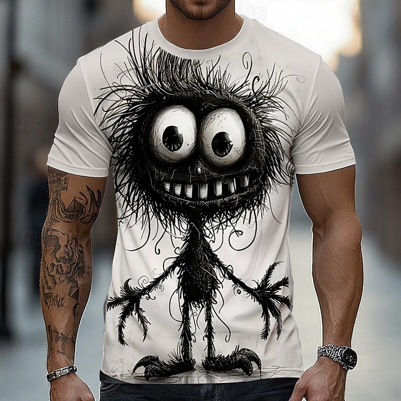 Men's Animal 3D Funny T Shirt Short Sleeve T shirt 3D Print Crew Neck Shirt Exaggerated Designer Party Holiday White Summer Spring Clothing Apparel S M L XL XXL XXXL