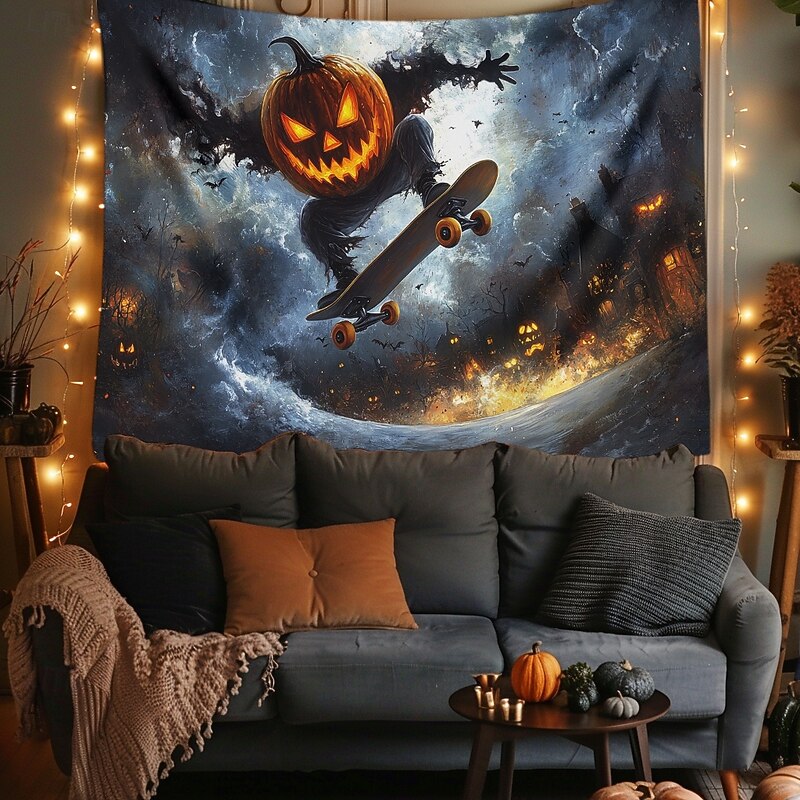 Halloween Tapestry Banners Blanket Pumpkin Dark Punk Gothic Style Party Dorm Shooting Backgrounds Home Decor2