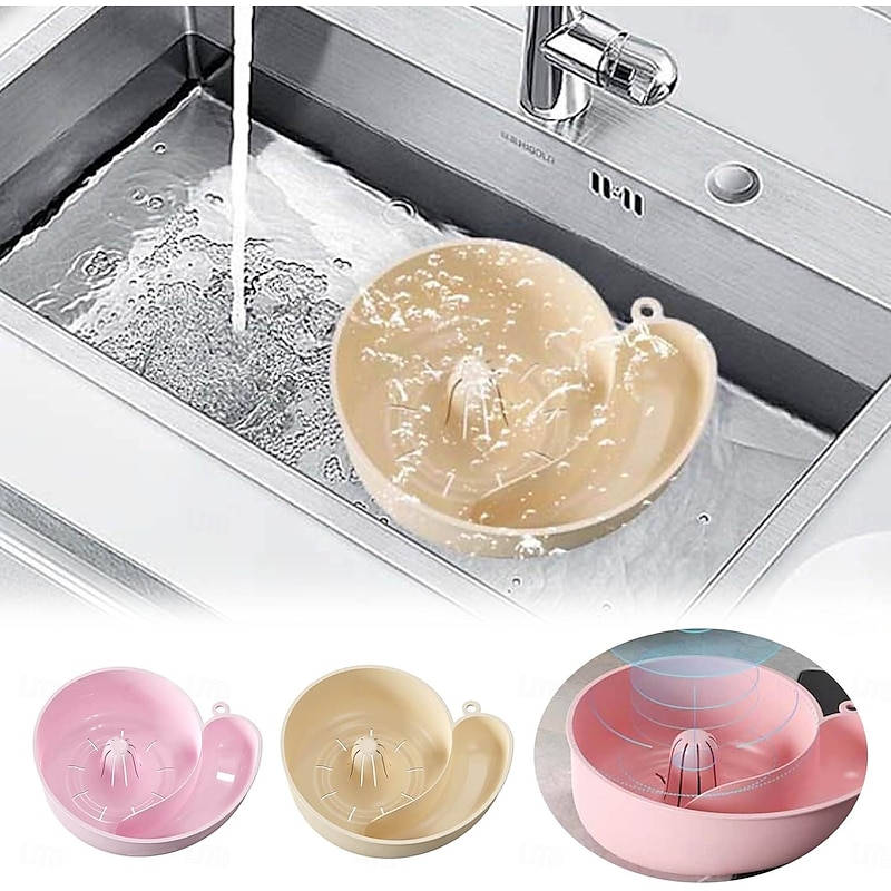 2pcs Snail Shaped Fruit Washer with Strainer Automatic Cleaning Basket with Efficient Draining System Heavy-Duty Plastic Kitchen Sink Organizer for Fruits, Vegetables, Pasta
