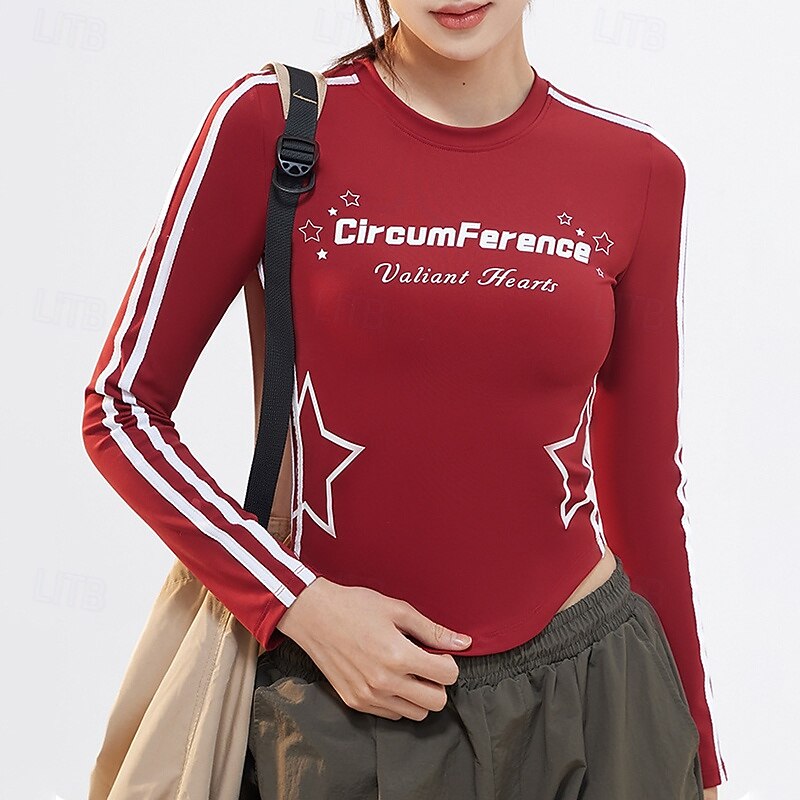 Women's Sport Sweatshirt Crew Neck Soft Long Sleeve Sports Letter Top For Gym Running Fitness Activewear2