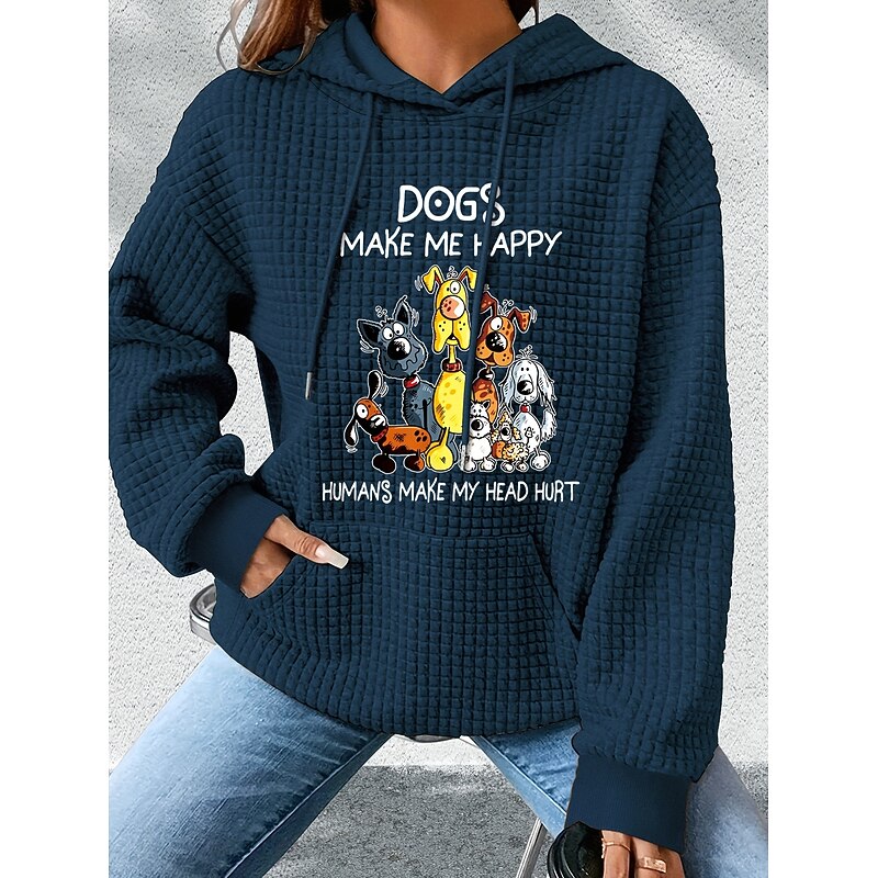 Women's Hoodies Graphic Letter Casual Long Sleeve Hooded Regular Tops Street Dailywear Casual Pocket Print Black Navy Blue Gray Fall Winter4