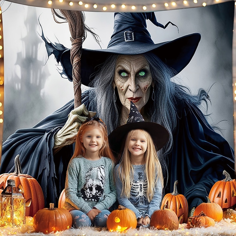 Halloween Tapestry Banners Wall Hangings Witch Fantasy Dark Punk Gothic Style Party Dorm Shooting Backgrounds Home Decor4