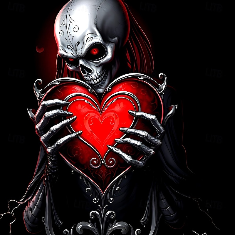 Halloween Men's Heart Skull Halloween Costumes Shirt Button Up Shirt Long Sleeve Dark Punk Gothic Style Outdoor Holiday Summer Spring Turndown 3D Print Collared Shirts Red Green3