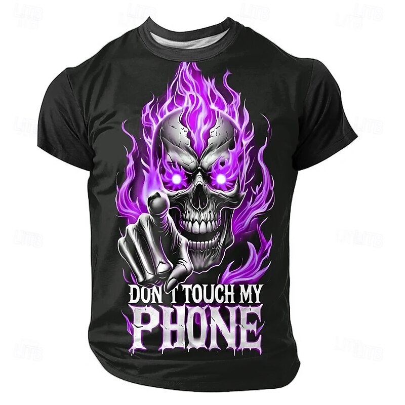 Halloween Men's Skull 3D T Shirt Short Sleeve T shirt 3D Print Crew Neck Shirt Exaggerated Designer Horror Party Street Holiday Blue Purple Green Summer Spring All Seasons Clothing Apparel S M L XL3