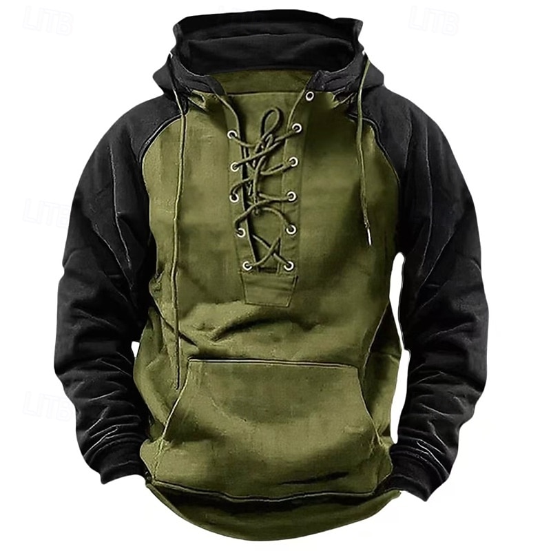 Men's Hoodie Tactical Hoodie Wine Red Black Army Green Navy Blue Khaki Hooded Plain Lace up Zipper Color Block Sports & Outdoor Casual Daily Streetwear Cool Sportswear Spring &  Fall Clothing Apparel