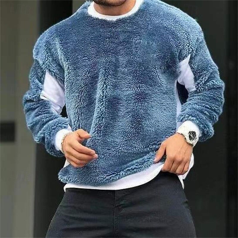 Men's Sweatshirt Pullover Hoodie Sweatshirt Pullover Fleece Hoodie Black Blue Brown Green Crew Neck Plain Patchwork Color Block Sports & Outdoor Casual Daily Streetwear Cool Sportswear Winter