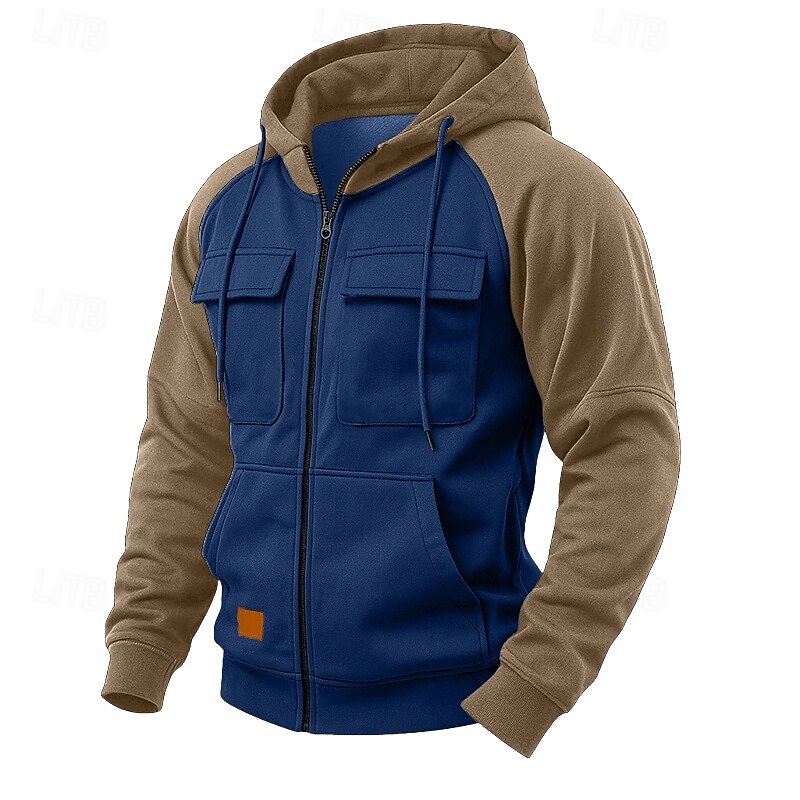 Men's Hoodie Full Zip Hoodie Fleece Hoodie Tactical Hoodie Black Pink Army Green Burgundy Blue Hooded Plain Patchwork Zipper Color Block Sports & Outdoor Casual Daily Streetwear Cool Sportswear4