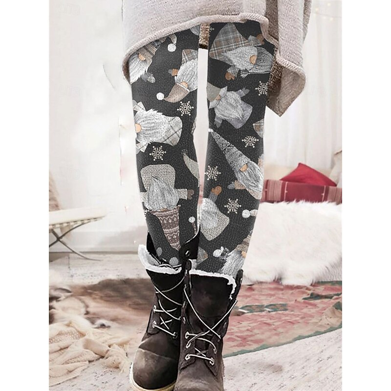 Women's Leggings Vacation Vintage Ethnic Style Ankle-Length High Waist Graphic Animal Cat 3D Print Quick Dry Breathability Soft Stretchy Outdoor Home Causal Black Grey Black White Gray Fall Winter2