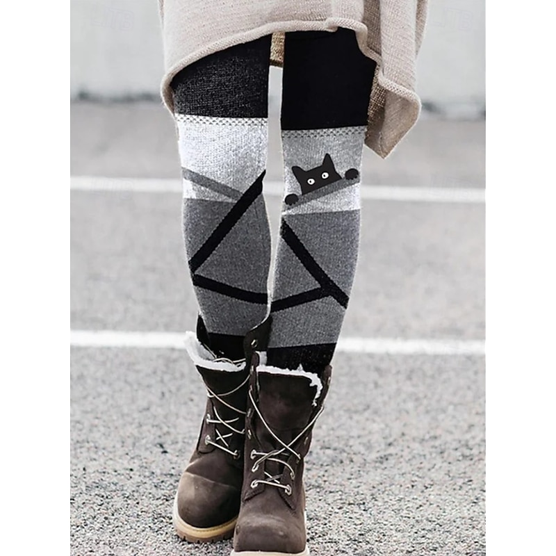 Women's Leggings Vacation Vintage Fashion Full Length High Waist Graphic Abstract Printing Thermal Warm Soft Breathable Stretchy Outdoor Vacation Street Wine Black Blue Orange Spring Fall Slim Fit