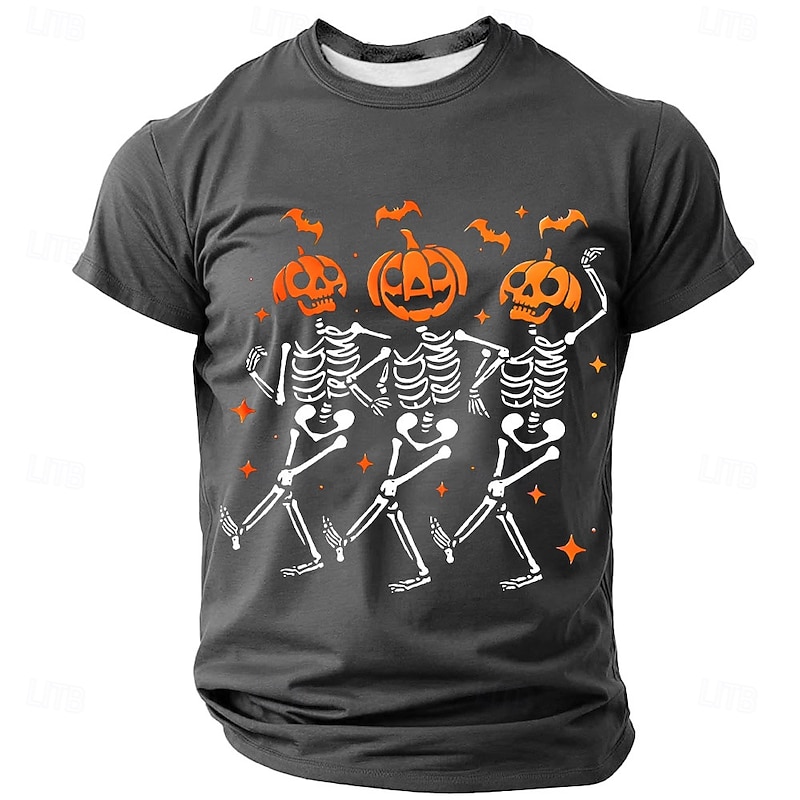 Halloween Men's Skull T Shirt Short Sleeve T shirt 3D Print Crew Neck Shirt Exaggerated Designer Horror Party Street Club Black Blue Green Summer Spring All Seasons Clothing Apparel S M L XL XXL XXXL2