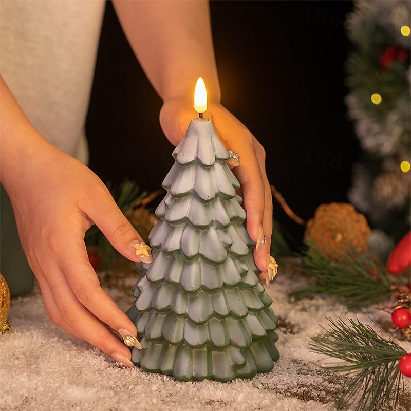 Rubber Christmas Tree Night Light Christmas Decorative Atmospheric Light Xmas Gift for Indoor Bedside Desktop Ornament