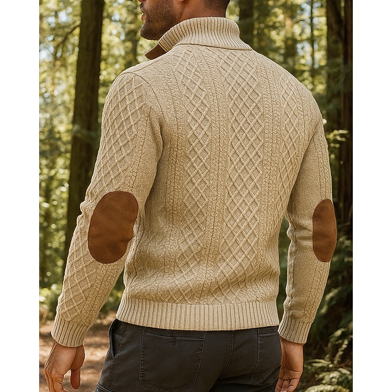 Men's Hiking top Henley Sweatshirt Long Sleeve Stand Collar Top Outdoor Thermal Warm Winter Polyester Black White Green Workout Traveling Running2