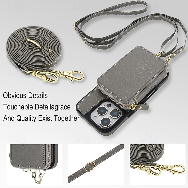 Phone Case For iPhone 17 Pro Max 17 Air 16 15 14 Pro Max Plus 16e 13 Pro Max Back Cover Magnetic with Lanyard Card Slot Retro TPU PU Leather2