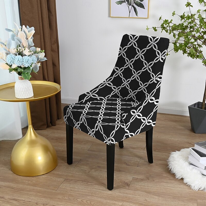 Wingback Chair Slipcovers - Striped/Plants/Geometric Print Stretch Polyester Covers | Anti-Slip Furniture Protectors for Living Room & Dining Chairs4