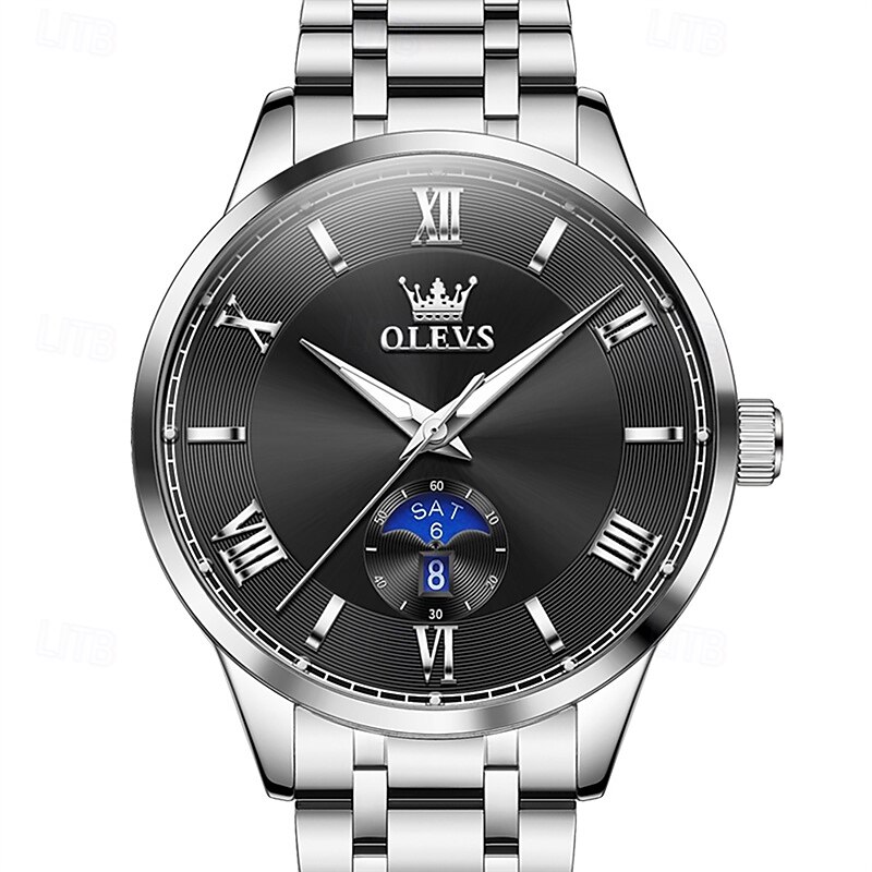 The New Olevs Men'S Business Watch With Luminous Calendar Day Display Quartz Watch Is A Fashionable Trendy Casual And Waterproof Men'S Sports Watch4