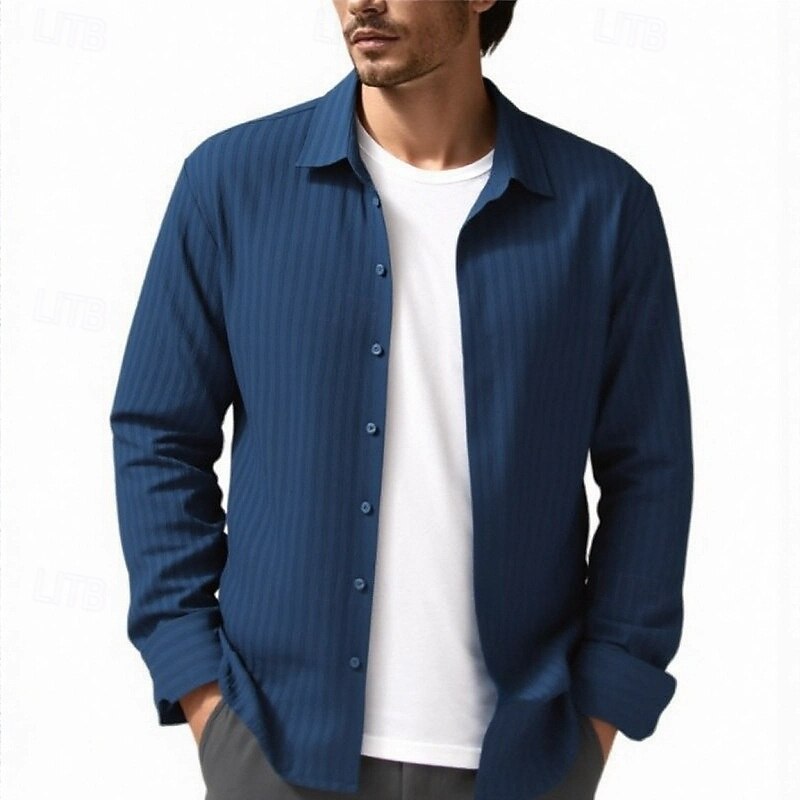 Men's Lightweight Jacket Shirt Jacket Shacket Vacation Daily Breathable Pocket Spring Fall Plain Fashion Classic Lapel Regular Apricot Black White Navy Blue Green Jacket3