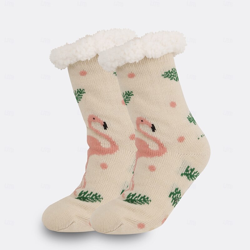 Cute Animal Floor Socks for Women, Plush Fuzzy Winter Indoor Snow Socks, Cozy Home Sleep Socks with Leg Covers, Soft Carpet Socks for Postpartum & Daily Wear3