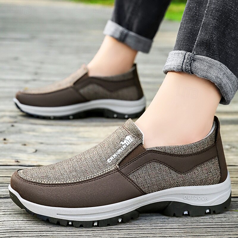 Men's Brown Mesh Slip-On Loafers – Comfortable Everyday Walking Shoes for Seniors, Travel and Weekend Activities2