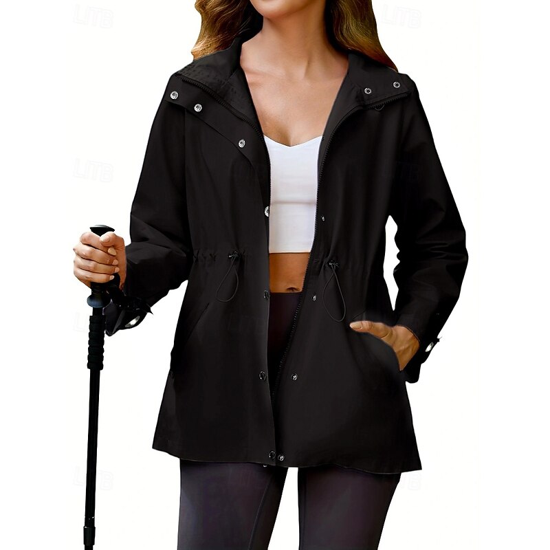 Women's Hoodie Jacket Warm Comfortable Zipper Pocket Outdoor Casual Plain Street Daily Holiday Zipper Regular Hooded Regular Fit Long Sleeve Outerwear Black Purple Army Green Fall Winter3