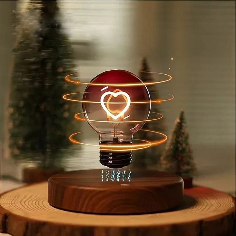 Magnetic Levitation Heart-shaped Light Bulb with USB Rechargeable Suitable for Bedroom Headboard Decoration Gift Night Light