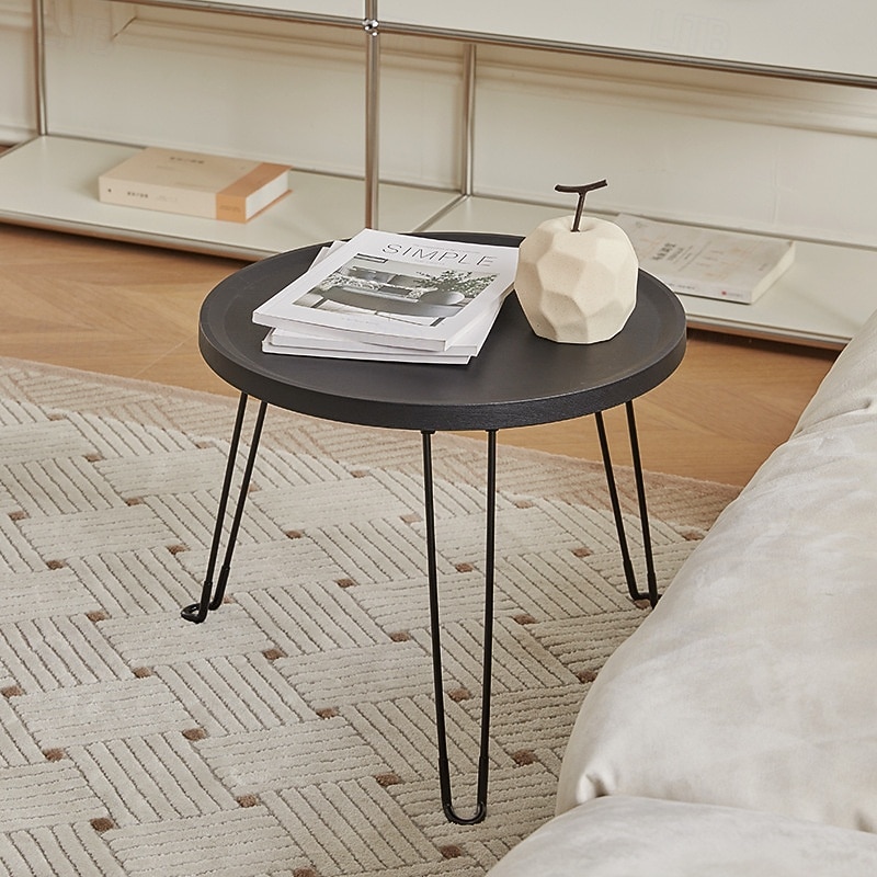 Modern Small Round Folding Coffee Table Tray Surface, 3 Legs, Suitable for Compact Spaces, Bedrooms and Living Rooms4