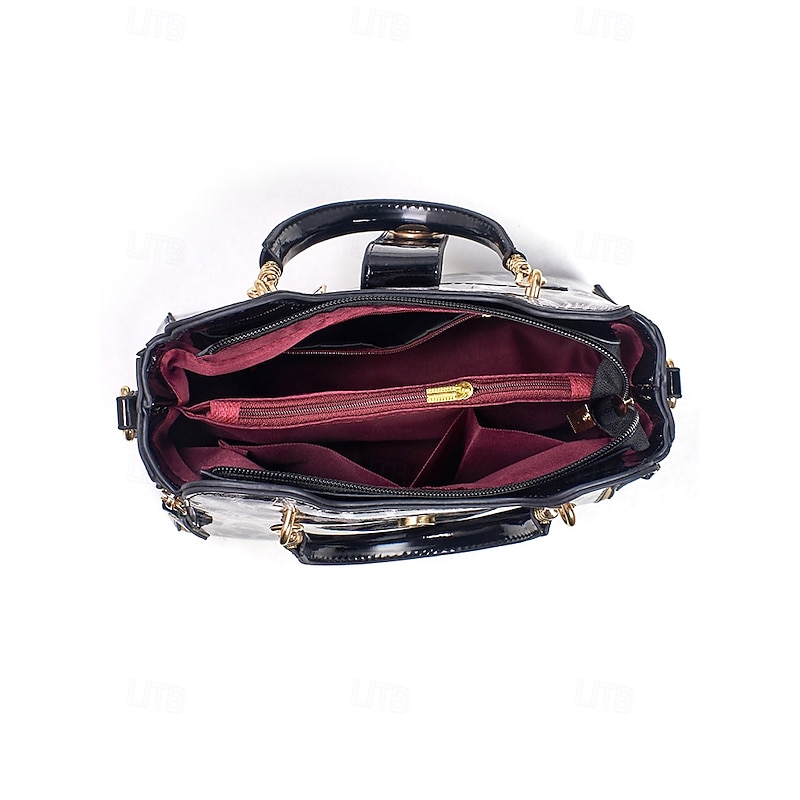 Women's Croc-Embossed Top-Handle Satchel – Structured Medium Tote Handbag with Detachable Crossbody Strap, Zip Accents & Gold Hardware for Work, Office, Travel & Everyday4