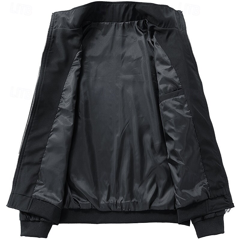 Men's Lightweight Jacket Formal Office Pocket Full Zip Spring Fall Solid Color Fashion Daily Regular Black White Grey Jacket2