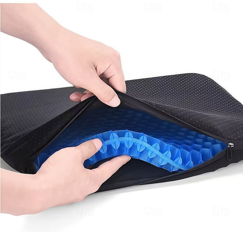 Gel Seat Cushion Pressure Relief Cushion Cooling Thick Big Breathable Honeycomb Gel Cushion Absorbs Pressure Points With Non-Slip Cover Wheelchair3
