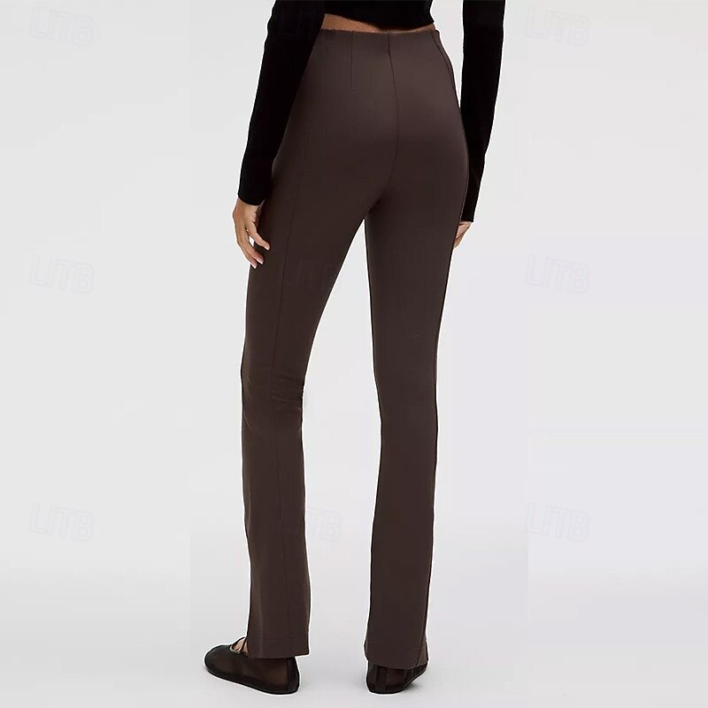 Women's Flared Pants Yoga Leggings Tummy Control High Waist Gym Dance Workout Bottoms Solid Color Black Coffee Sports Activewear3