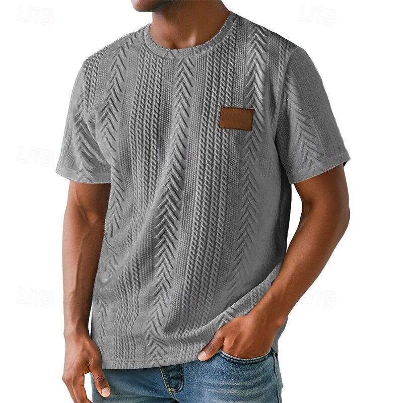 Men's T Shirt Tee Short Sleeve Shirt Tee Top Short Sleeve Crew Neck Summer Plain Fashion Designer Basic Jacquard Vacation Street Going out Black White Red Top Tee for Men4