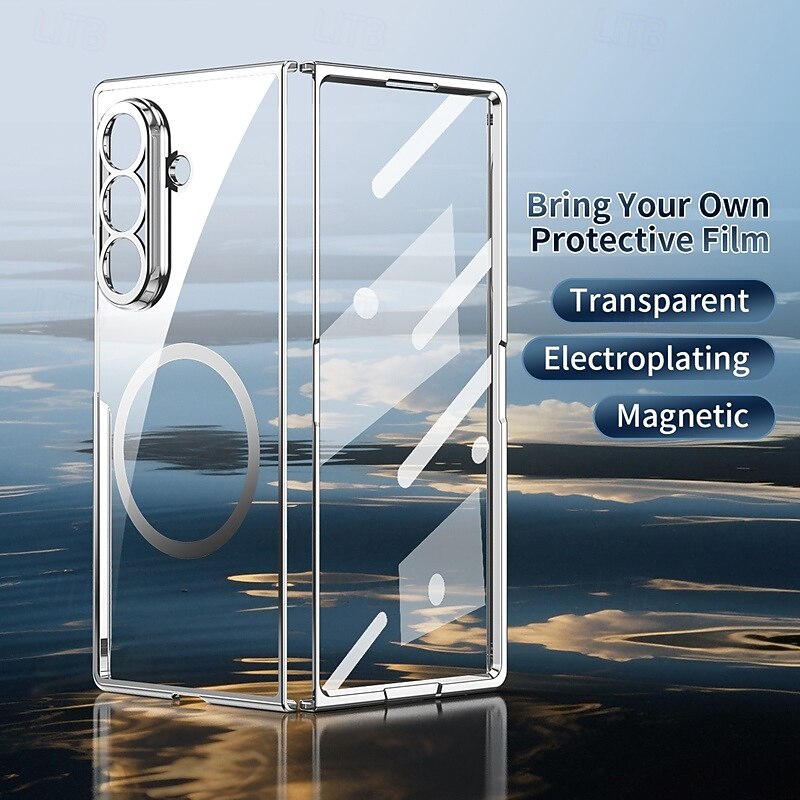 Phone Case For Samsung Galaxy Z Fold 7 Z Fold 6 Z Fold 5 Z Fold 4 Back Cover Support Wireless Charging Shockproof Retro Plating PC3