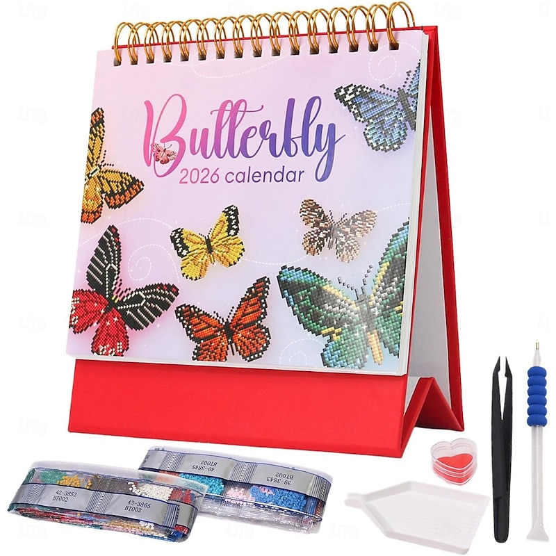Diamond Art Painting 2026 Desk Calendar Standing Gem Monthly Desktop Calendar with Task Manager Monthly Planner Decoration for Women Teens Adults Beginners4