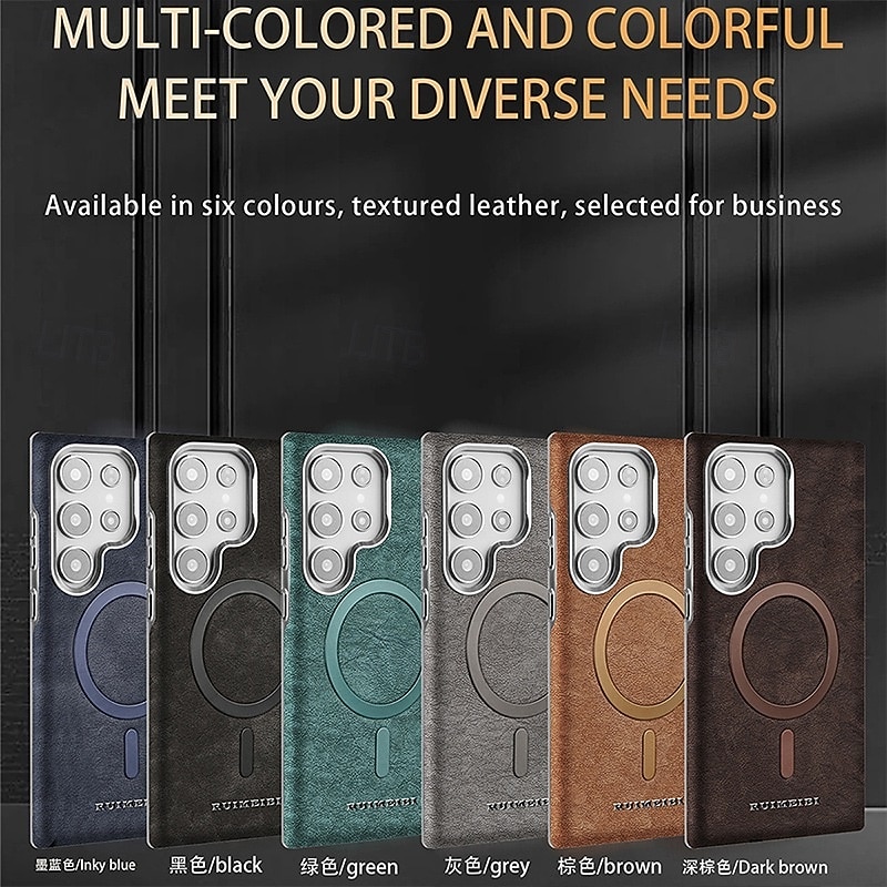 Phone Case For Samsung Galaxy S25 Ultra Plus S24 Ultra Plus S23 Ultra Back Cover Support Wireless Charging Shockproof Retro TPU PU Leather