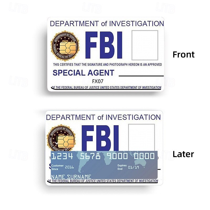 4pcs Secret Agent Card Skins Kit FBI/ICE Designs Cosplay & Gift Sticker Set Matte ID & Credit Card Decorative Stickers, Personalized Stylish Bank Card Decals4