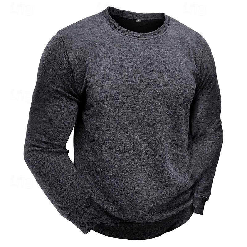 Men's Sweatshirt Fleece Sweatshirt Black White Army Green Red Light Grey Crew Neck Plain Sports & Outdoor Daily Holiday Polyester Streetwear Basic Casual Fall Winter Clothing Apparel Hoodies2