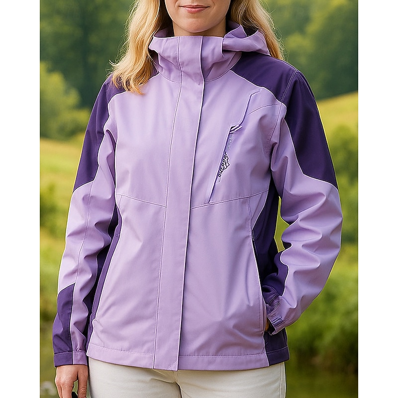 Women's Windbreaker Softshell Jacket Hiking Jacket Outdoor Waterproof Windproof Hiking Outfits Hiking Clothes Spring Autumn / Fall Top Camping / Hiking / Caving Running Patchwork Black Pink Purple