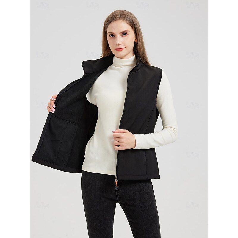 Women's Hiking Vest Fleece Vest Winter Vest Sleeveless Vest Top Outdoor Thermal Warm Waterproof Windproof Front Zipper Winter Basic POLY Black Ski / Snowboard Fishing Camping / Hiking / Caving2