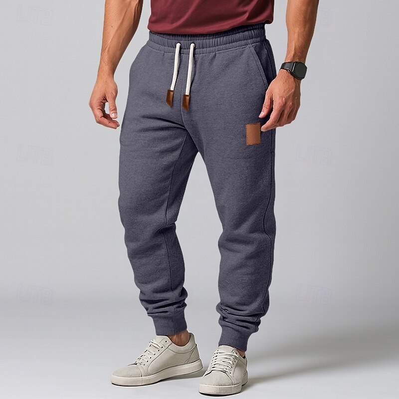 Men's Sweatpants Joggers Fleece Pants Trousers Drawstring Pocket Plain Comfort Breathable Full Length Outdoor Home Daily Fashion Classic Style Black Navy Blue3