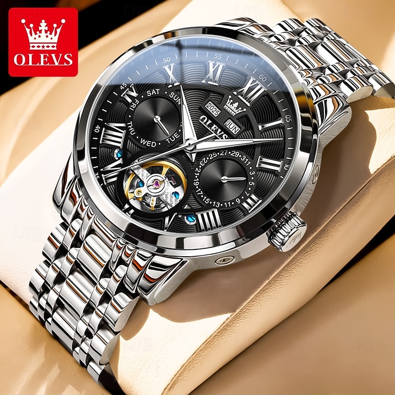OLEVS Men Mechanical Watch Creative Sports Fashion Casual Automatic Self-winding Luminous Perpetual Calendar Calendar Steel Watch4