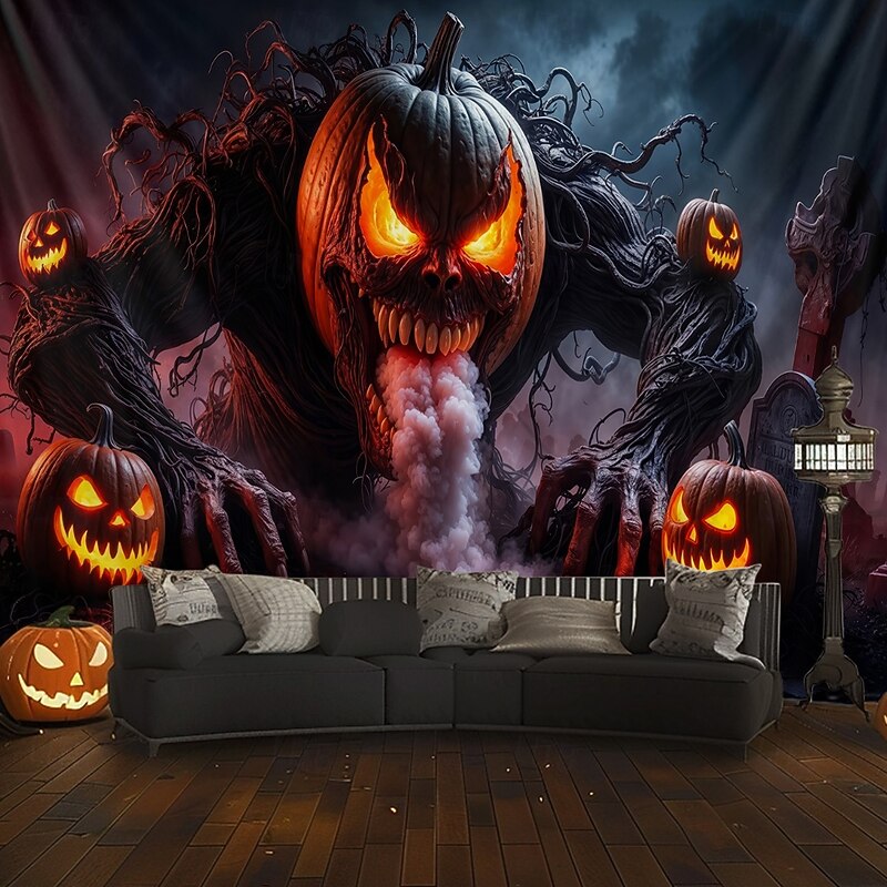 Halloween Tapestry Banners Blanket Skeleton Pumpkin Dark Punk Gothic Style Party Dorm Shooting Backgrounds Home Decor3