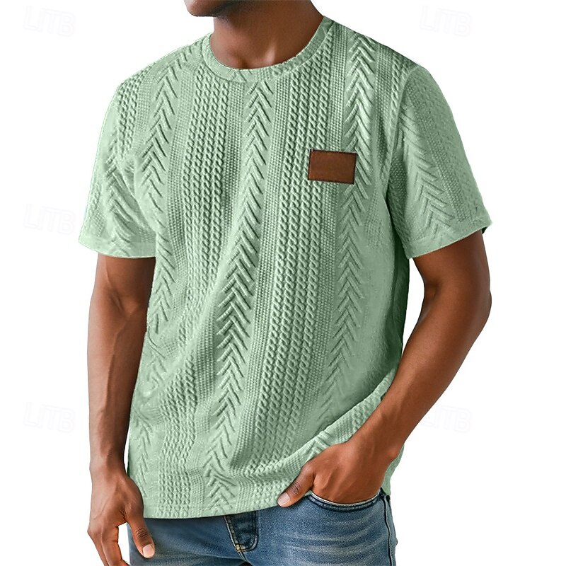 Men's T Shirt Tee Short Sleeve Shirt Tee Top Short Sleeve Crew Neck Summer Plain Fashion Designer Basic Jacquard Vacation Street Going out Black White Red Top Tee for Men3