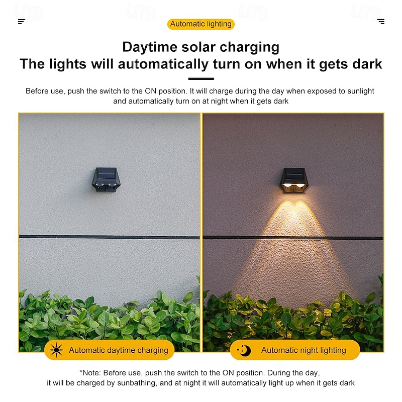 2/4PCS Solar Wall Light Outdoor Waterproof Fence Lamp Garden Wall Washer Light Home Balcony Holiday Decoration Atmosphere Light Villa Street Light4