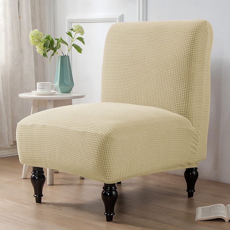 1PC Armless Dining Chair Cover - Striped Stretch Spandex Slipcover with Elastic Band Fits Standard Chairs 18-21" Seat Width For Home, Weddings, Banquets4