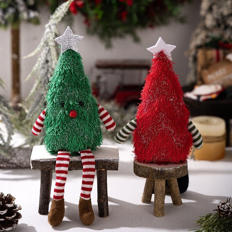 Christmas Tree Plush Figurine, Cute Soft Christmas Tree Doll Decoration for Home, Holiday Party, and Tabletop Display3
